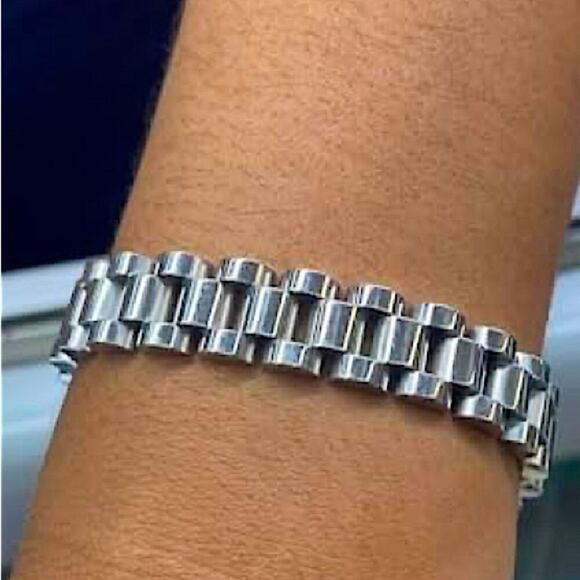Silver Link Watch Band Bracelet Chain Link Unisex - Picture 8 of 9